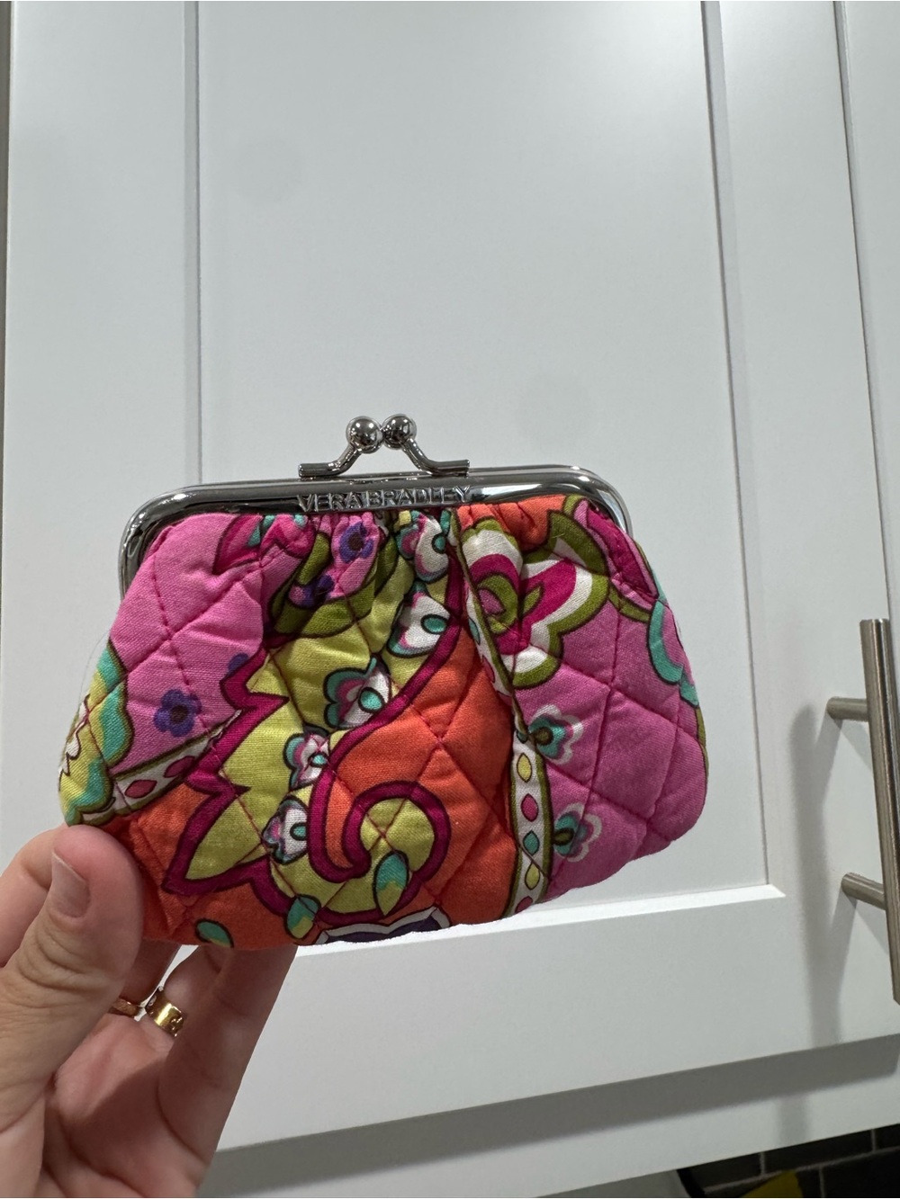 Vera Bradley Pink Multicolor Quilted Kiss-Lock Coin Purse